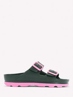 Boden Lyla Double Buckle Slider Sandals, Khaki/Pink, Khaki/Pink