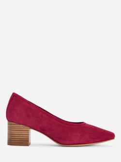 Boden Suede Closed Back Block Heel Court Shoes, Red, Red