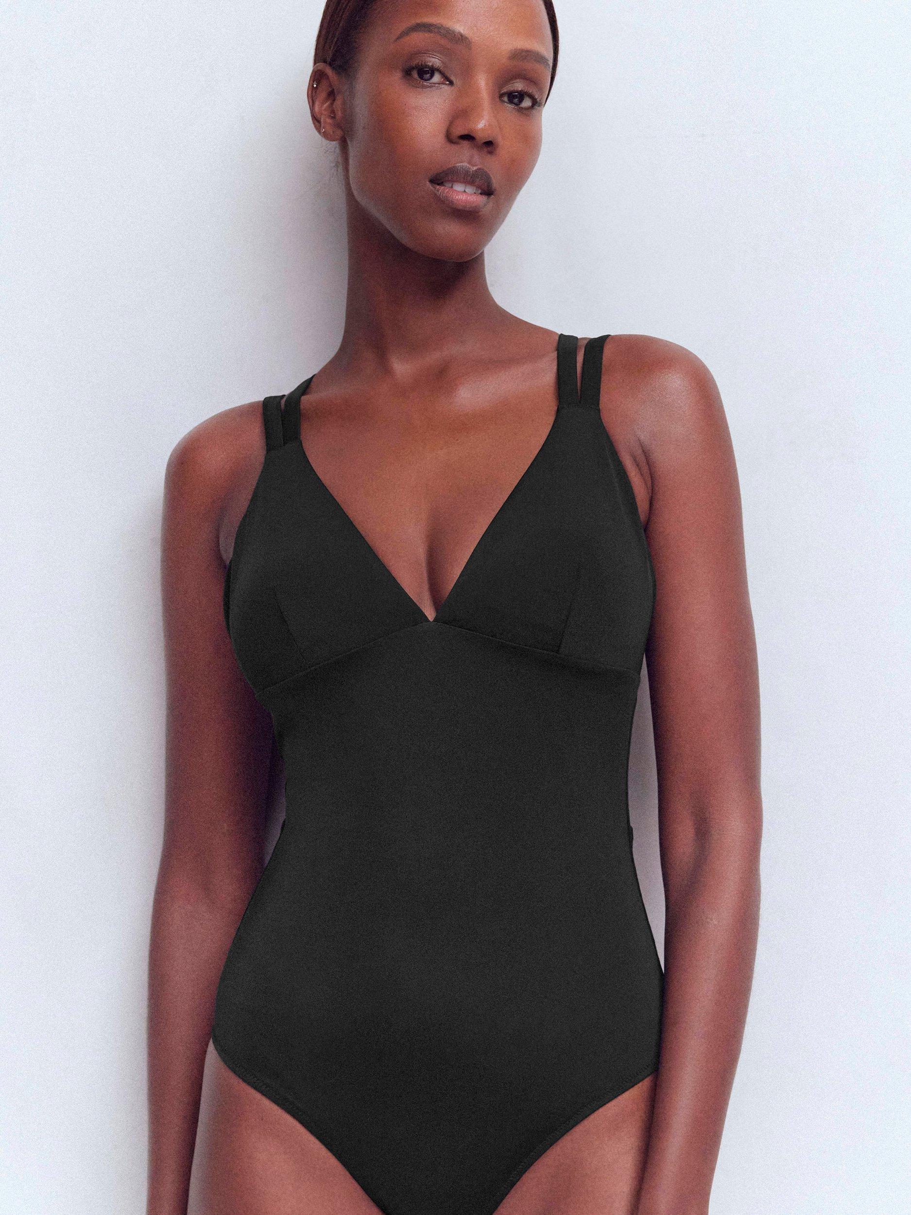 Product image 1 of 6, which shows Boden Arles Cross Back Swimsuit, Black, 8