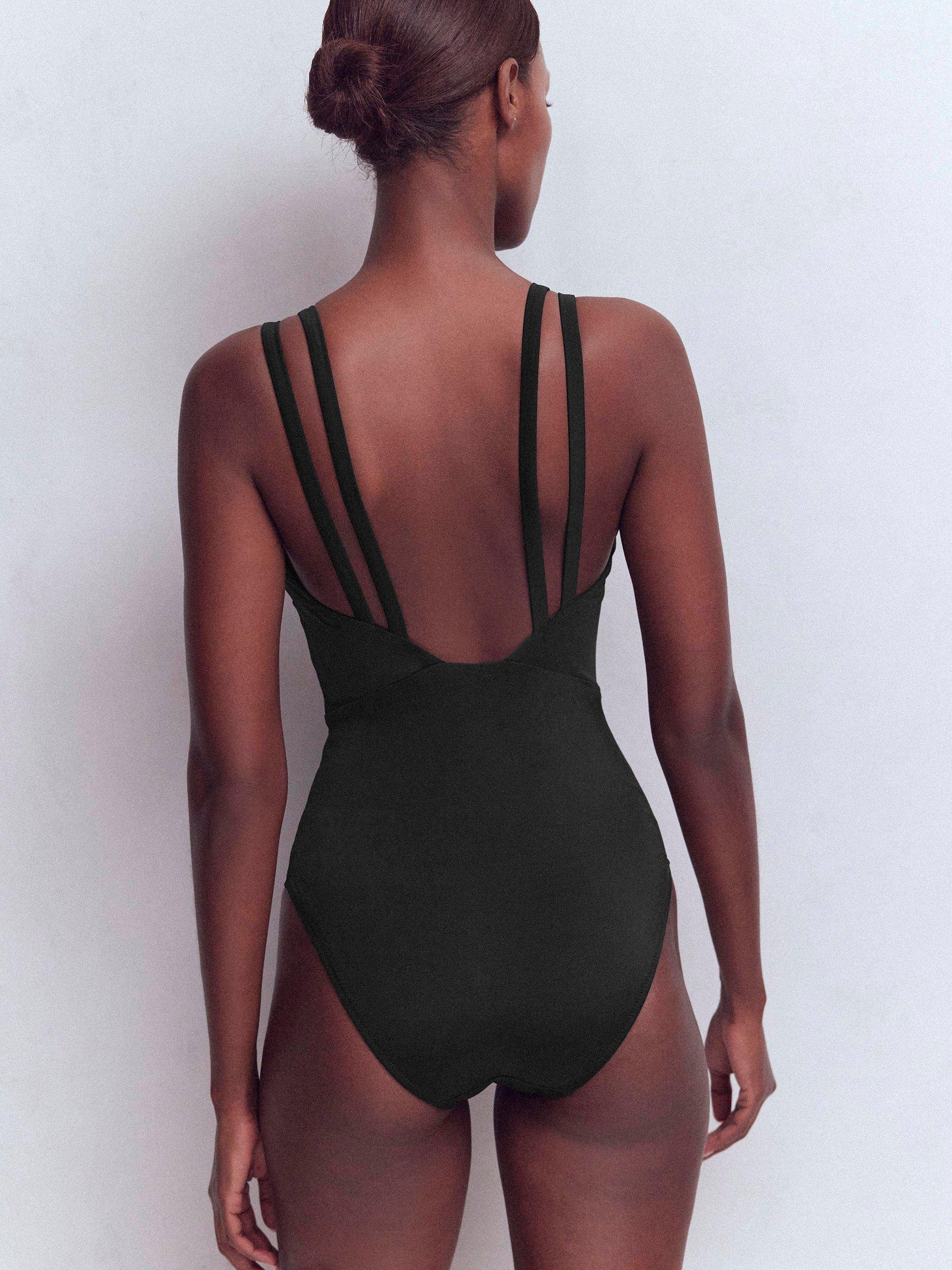 Product image 3 of 6, which shows Boden Arles Cross Back Swimsuit, Black, 8