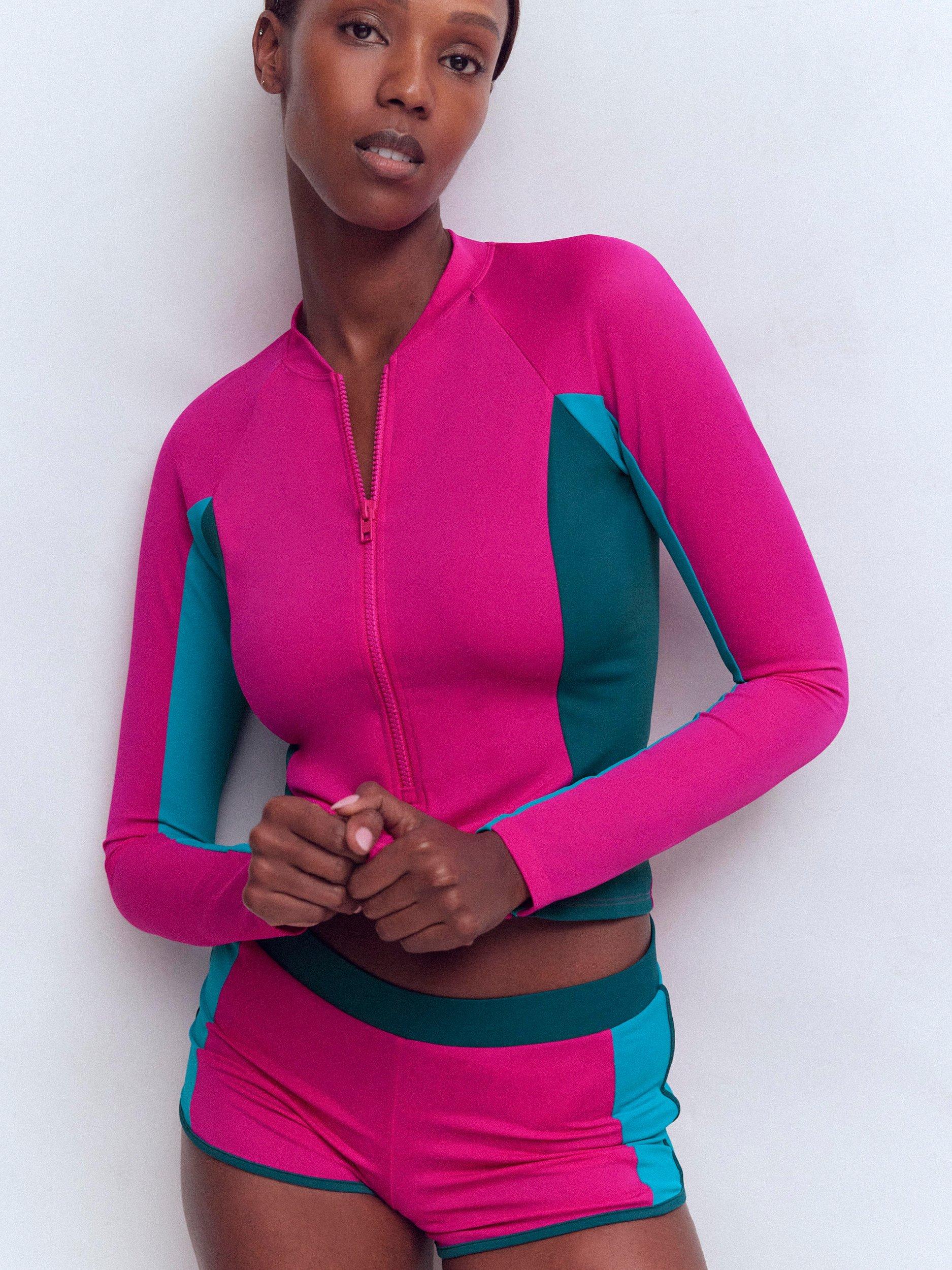 水着・ラッシュガード Lumignon Pink boarder ribbon swim wear Boden Colour Block Sun Safe Swim Vest, Pink/Multi
