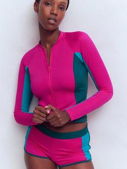 Boden Colour Block Sun Safe Swim Vest, Pink/Multi, Pink/Multi