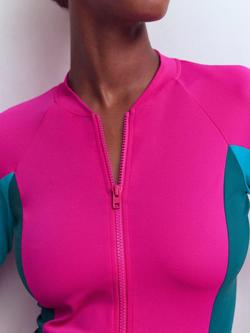 Boden Colour Block Sun Safe Swim Vest, Pink/Multi - view 2, Pink/Multi