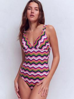 Boden Arles Wavy Stripe Swimsuit, Multi, Multi