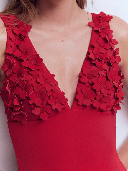 Boden Flower Applique Swimsuit, Bullfight - view 2, Bullfight
