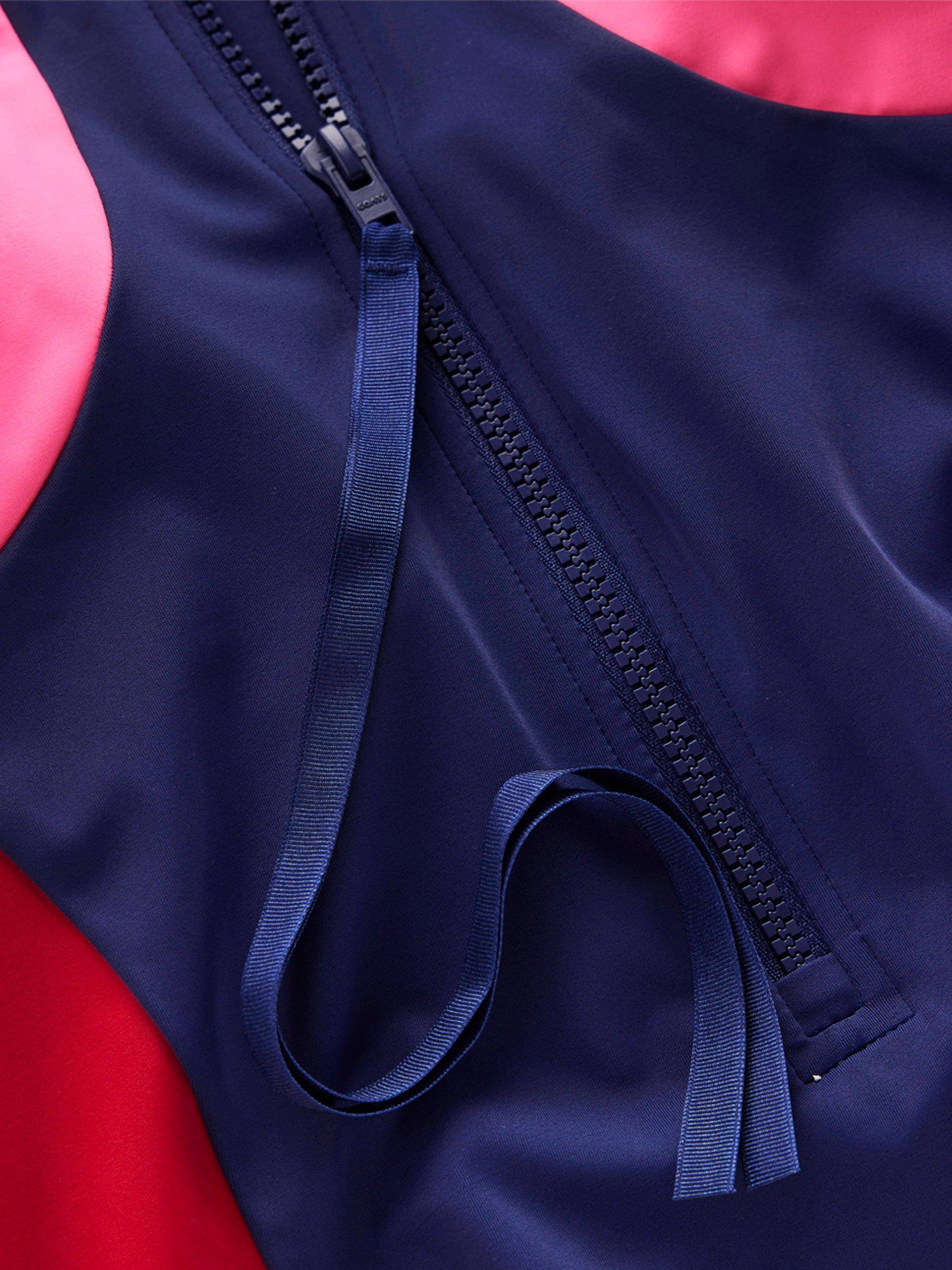 Product image 7 of 7, which shows Boden Piped Sporty Swimsuit, Navy, 8
