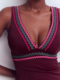 Boden Porto Ric Rac Tankini Top, Brown - view 2, Brown