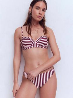 Boden Rhodes Stripe Bikini Top, Choc/Ivory, Choc/Ivory