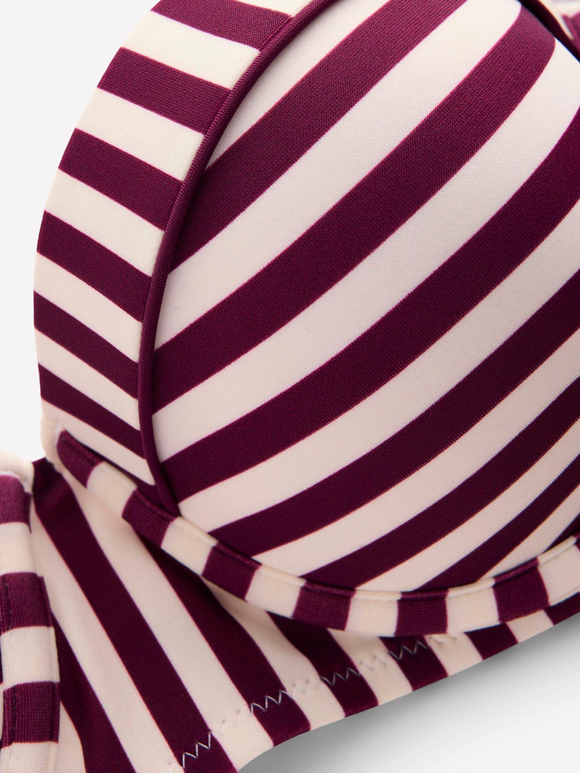 Product image 5 of 5, which shows Boden Rhodes Stripe Bikini Top, Choc/Ivory, 32B