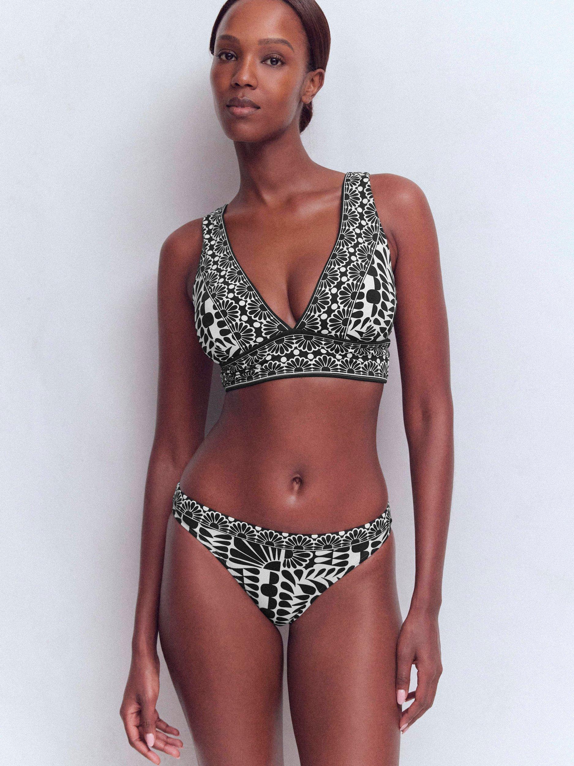 Product image 1 of 7, which shows Boden Porto Geometric Bikini Bottoms, Black, 8