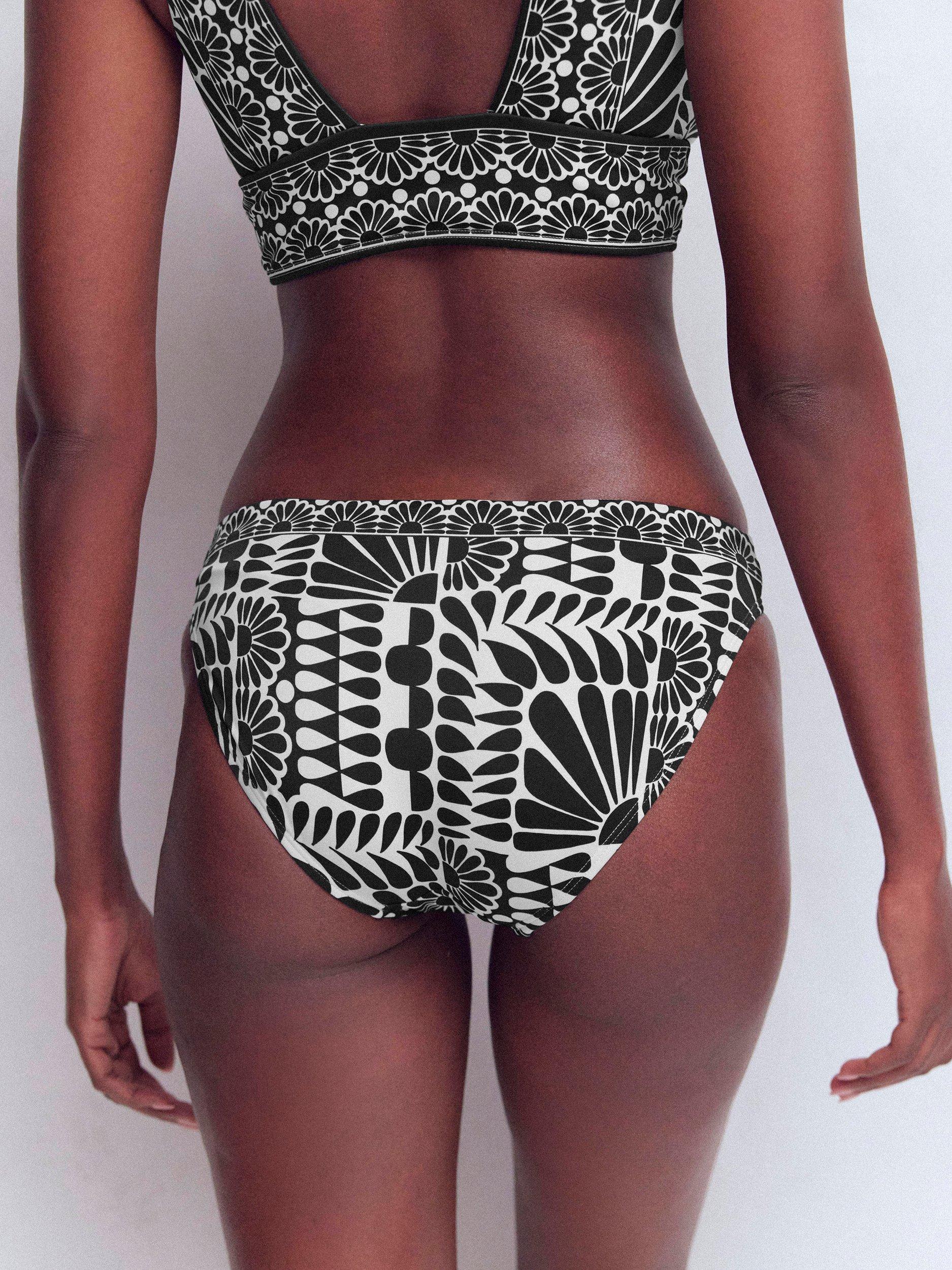 Product image 3 of 7, which shows Boden Porto Geometric Bikini Bottoms, Black, 8