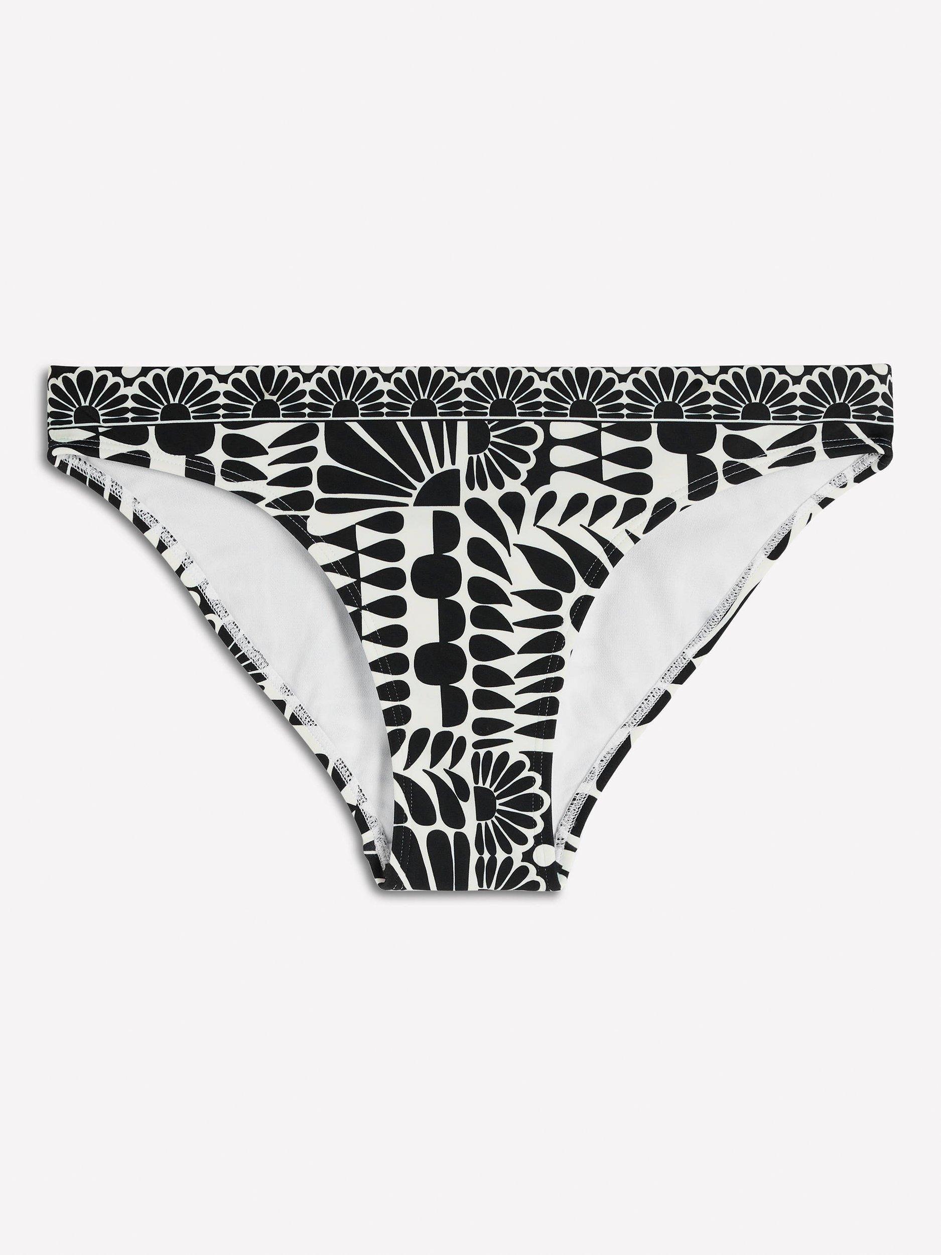 Product image 6 of 7, which shows Boden Porto Geometric Bikini Bottoms, Black, 8