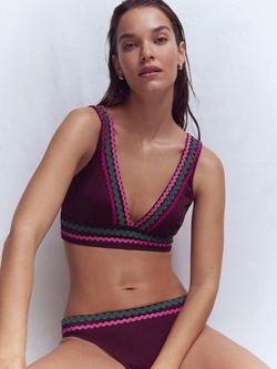 Boden Porto Ric Rac Bikini Bottoms, Chocberry, Chocberry