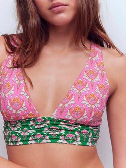 Boden Mykonos Floral Deep V-Neck Bikini Top, Multi - view 2, Multi