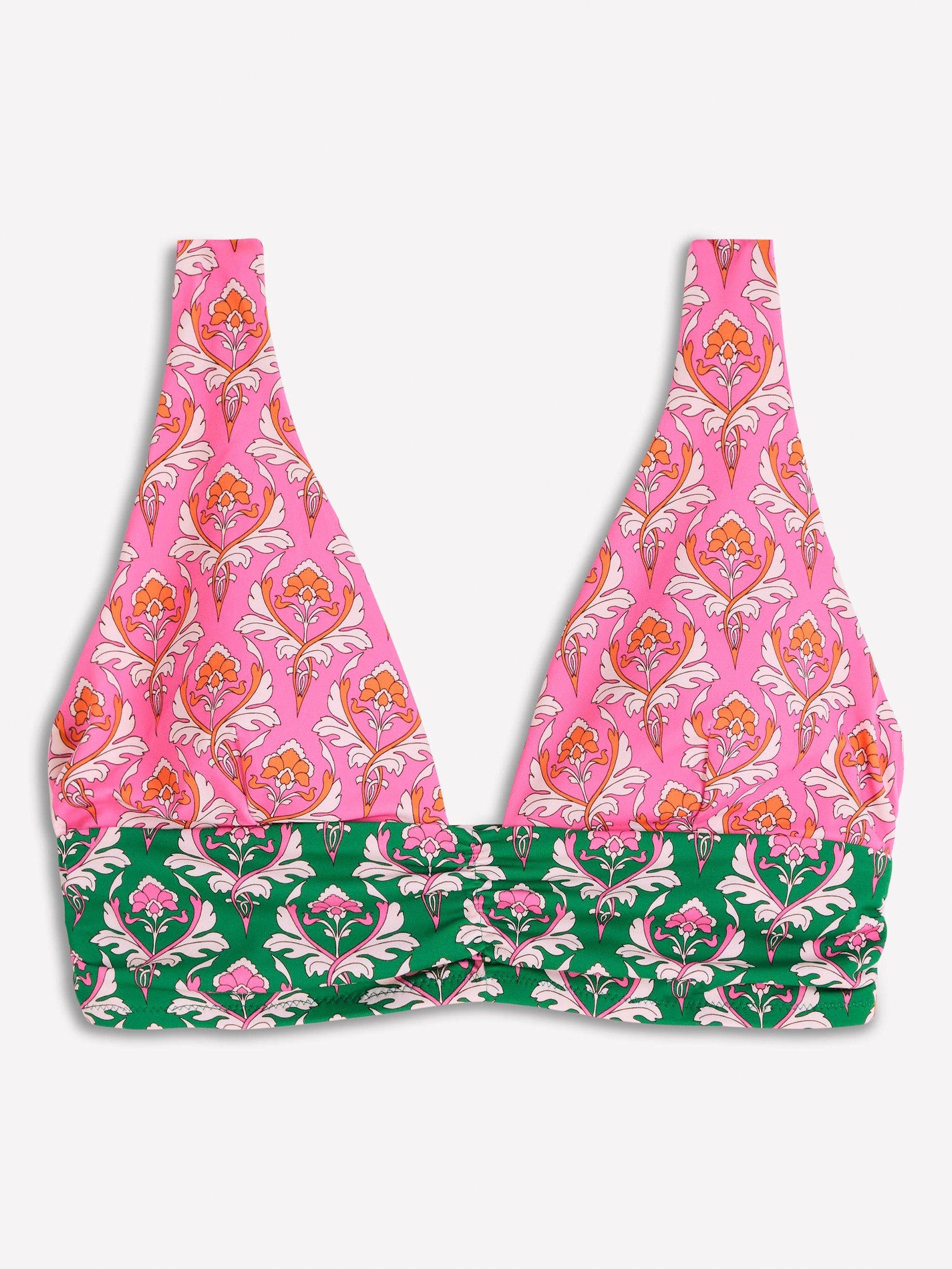 Product image 5 of 6, which shows Boden Mykonos Floral Deep V-Neck Bikini Top, Multi, 8