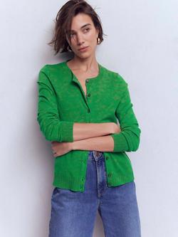 Boden Emilia Crew Neck Cardigan, Rich Emerald, Rich Emerald