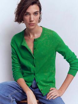Boden Emilia Crew Neck Cardigan, Rich Emerald - view 2, Rich Emerald