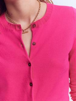 Boden Emilia Crew Neck Cardigan, Pink Peony - view 2, Pink Peony