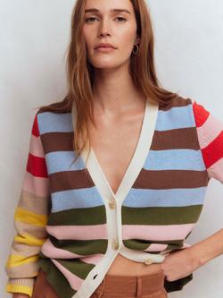 Boden Lucy Mixed Stripe Cardigan, Multi, Multi