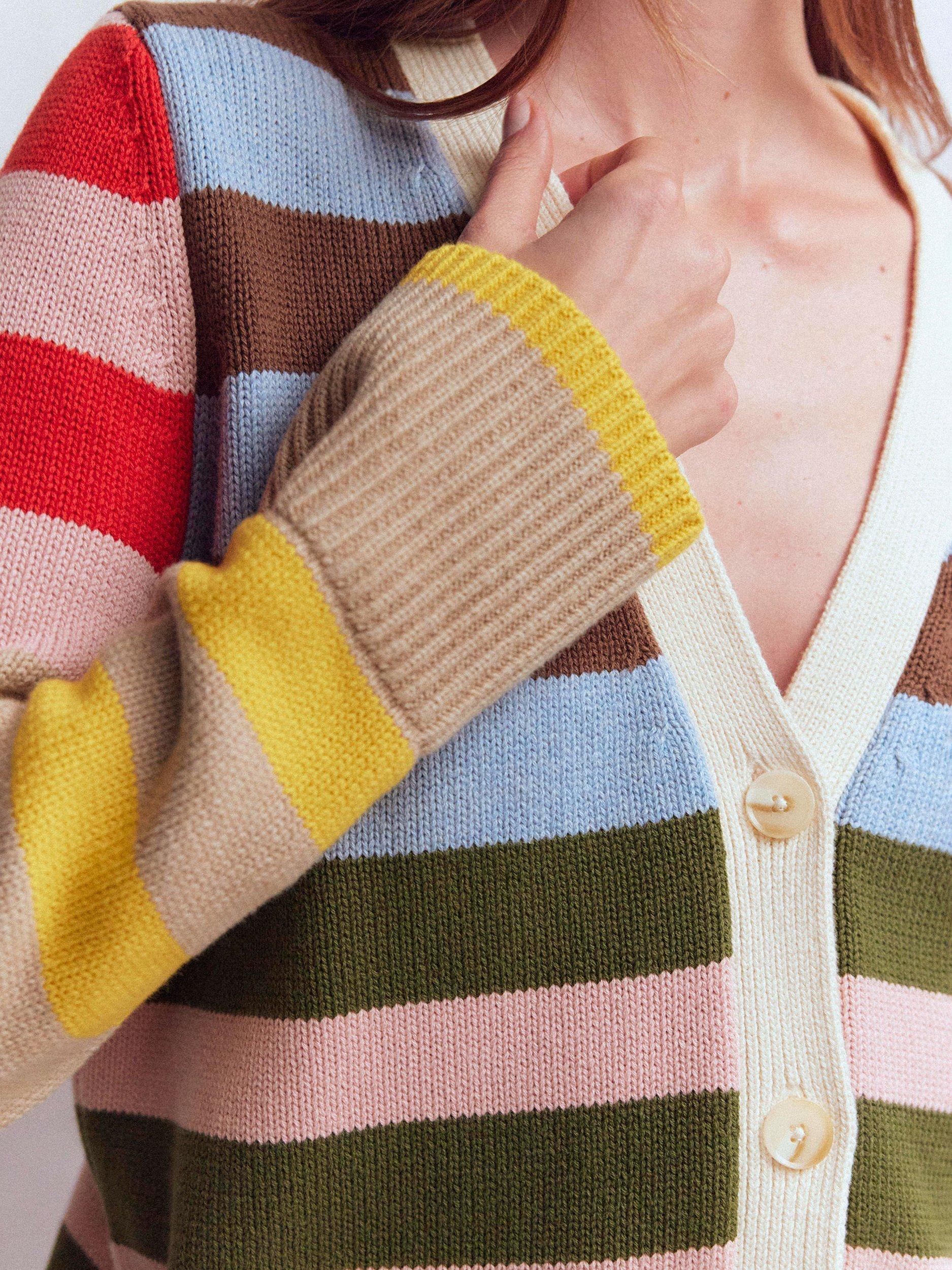 Product image 2 of 7, which shows Boden Lucy Mixed Stripe Cardigan, Multi, XS