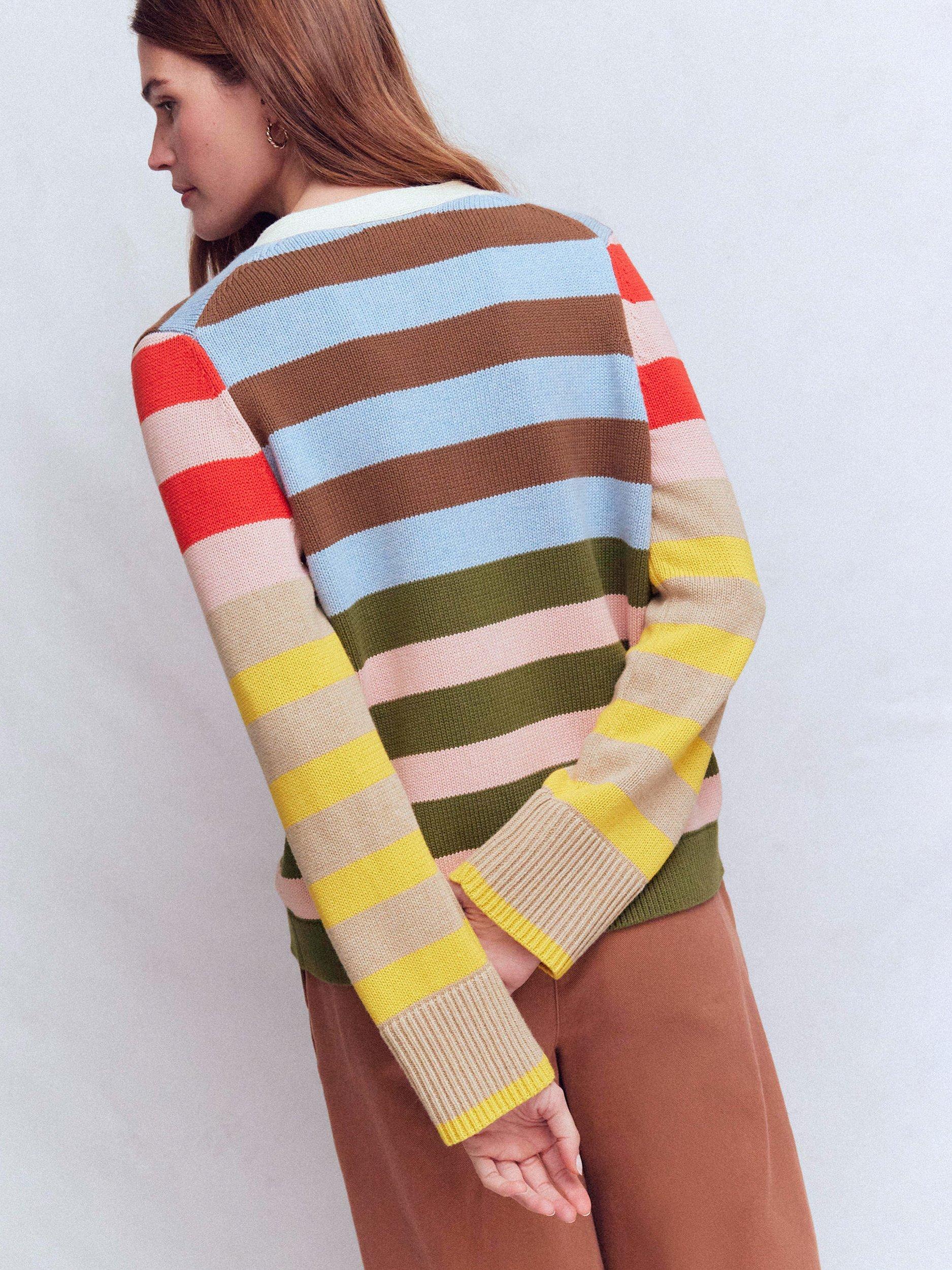 Product image 3 of 7, which shows Boden Lucy Mixed Stripe Cardigan, Multi, XS