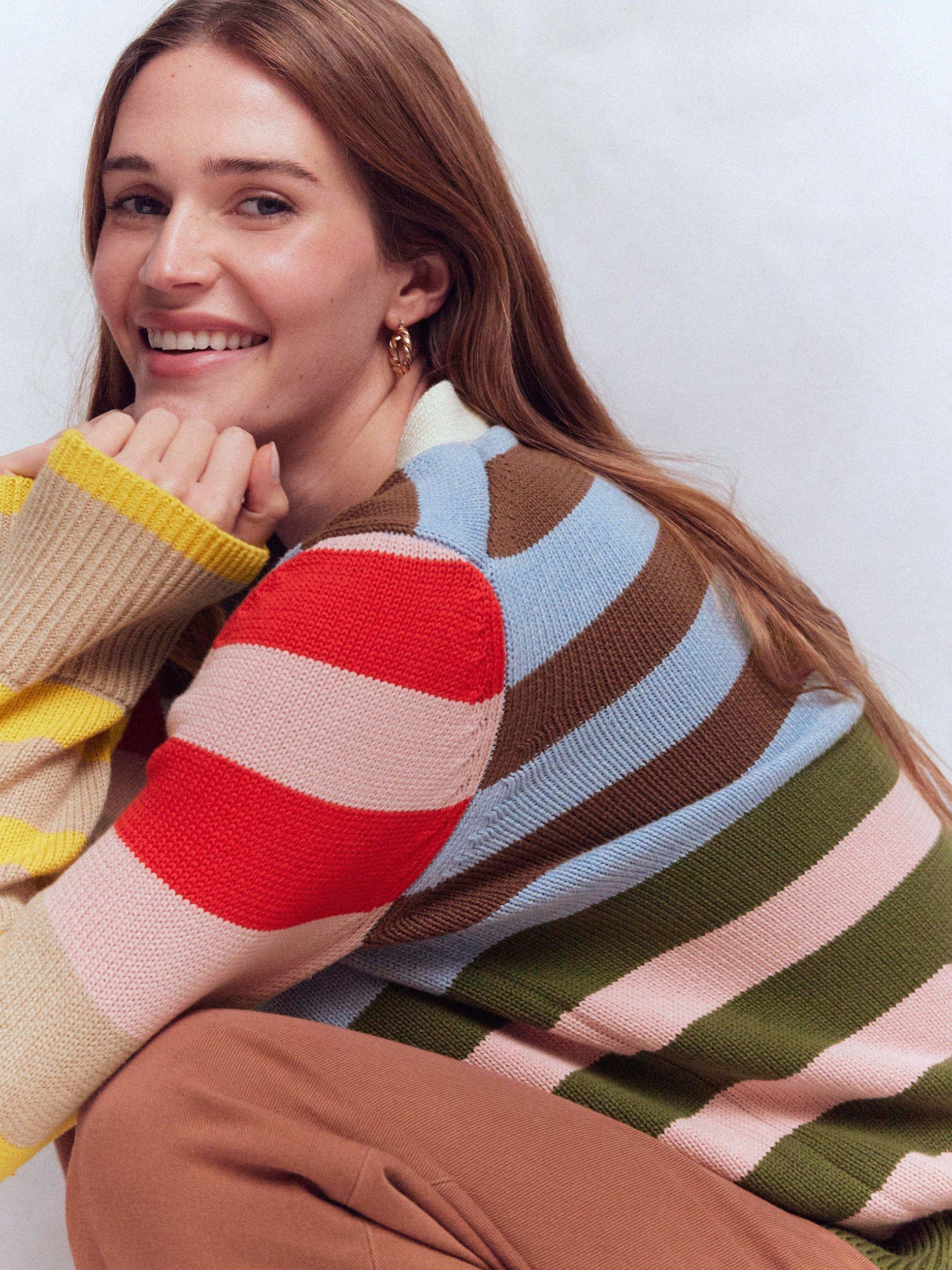 Product image 5 of 7, which shows Boden Lucy Mixed Stripe Cardigan, Multi, XS