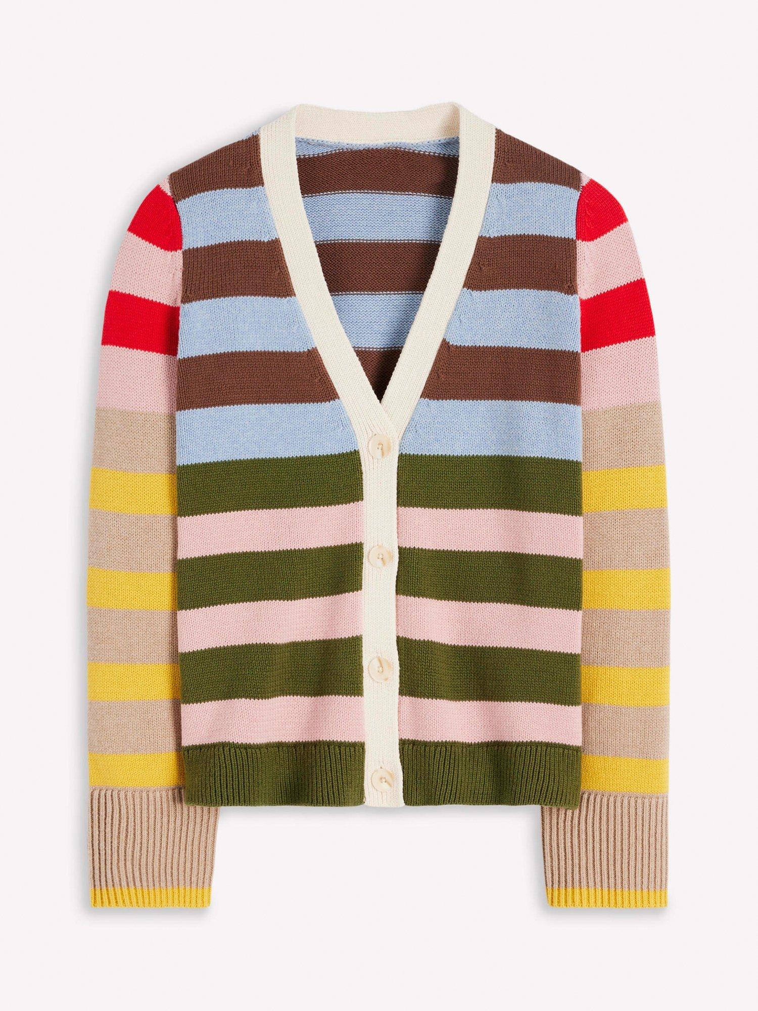 Product image 6 of 7, which shows Boden Lucy Mixed Stripe Cardigan, Multi, XS