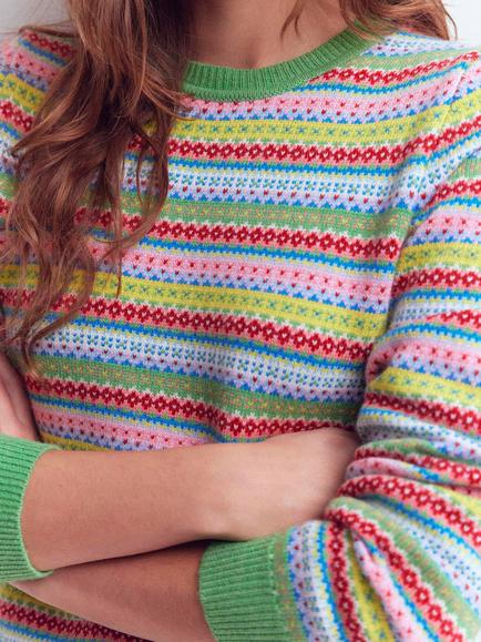 Boden Edie Fair Isle Wool Blend Jumper, Multi - view 2, Multi