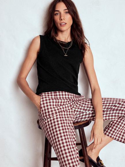 Boden Emilia Cotton Rich Crew Neck Tank Top, Black - view 2, Black