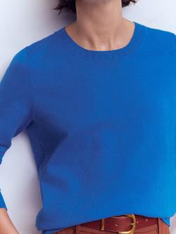 Boden Emilia Crew Neck Jumper, Rich Emerald - view 2, Kingfisher Blue