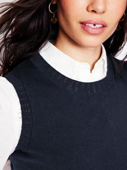 Boden Emilia Cotton Rich Crew Neck Tank Top, Navy - view 2, Navy