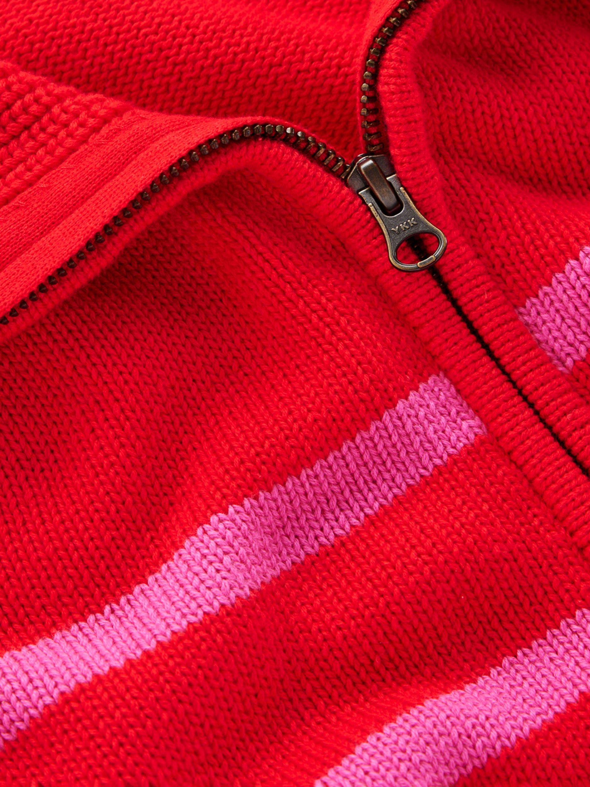 Product image 6 of 6, which shows Boden Lucy Stripe Half-Zip Jumper, Pink/Red, XS