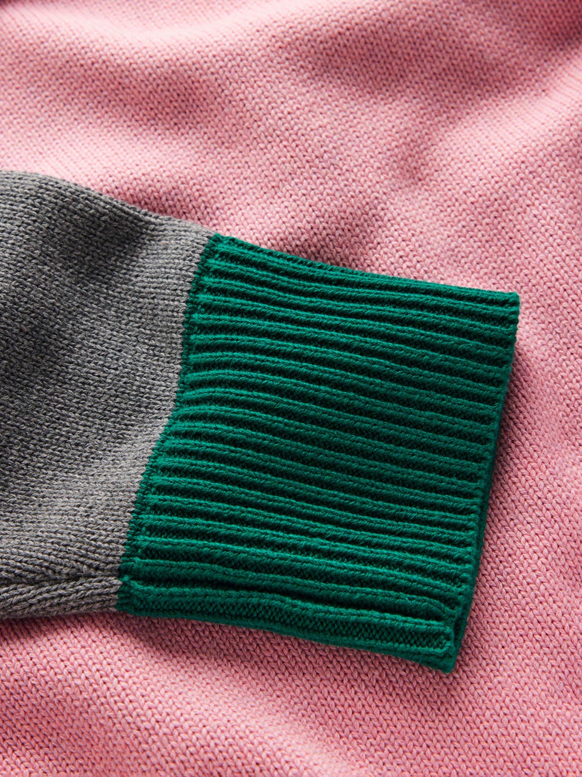 Product image 6 of 6, which shows Boden Lucy Colour Block Crew Neck Jumper, Pink/Multi, XS