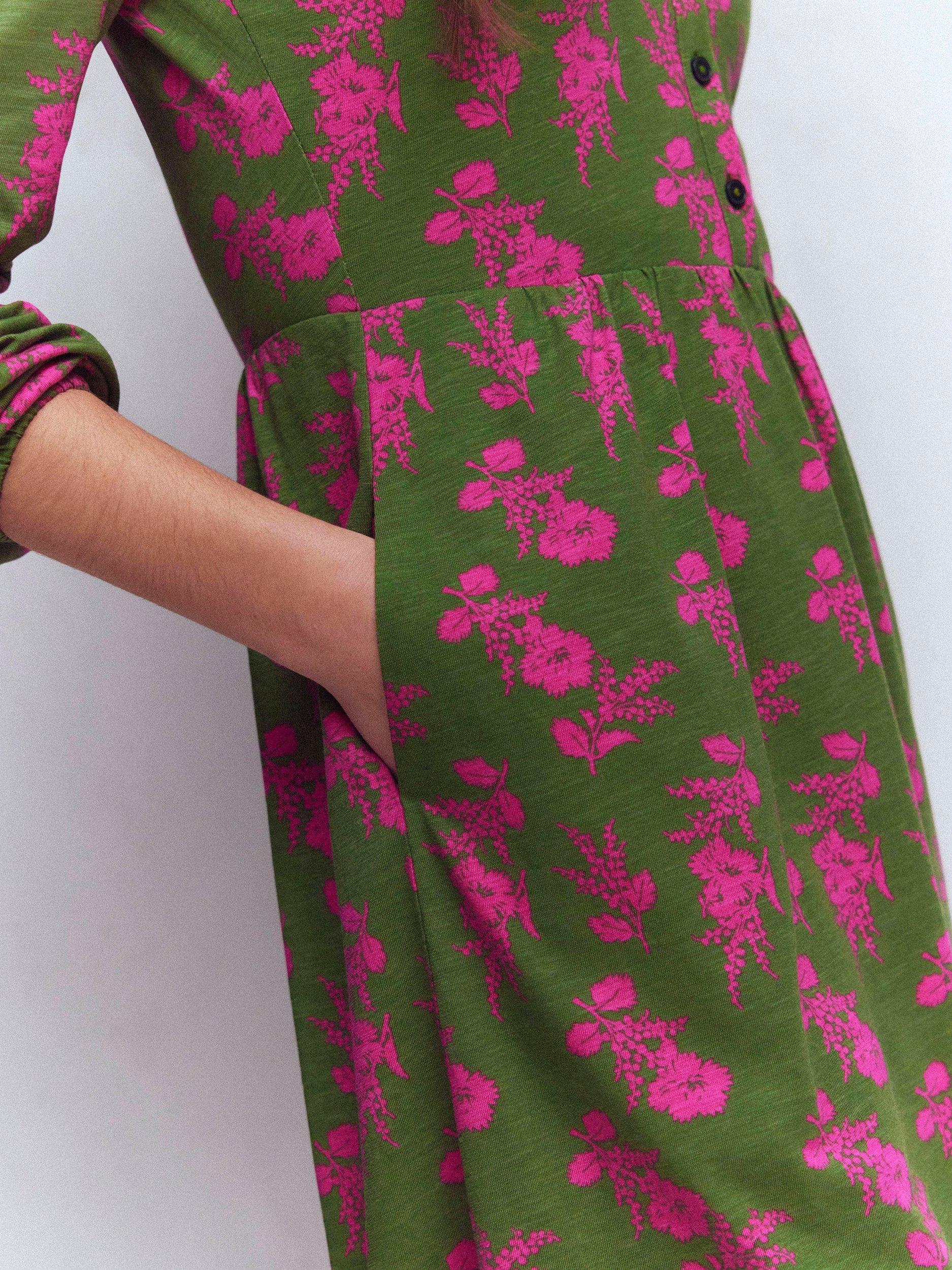 Boden Amy Floral Jersey Dress, Pink/Green