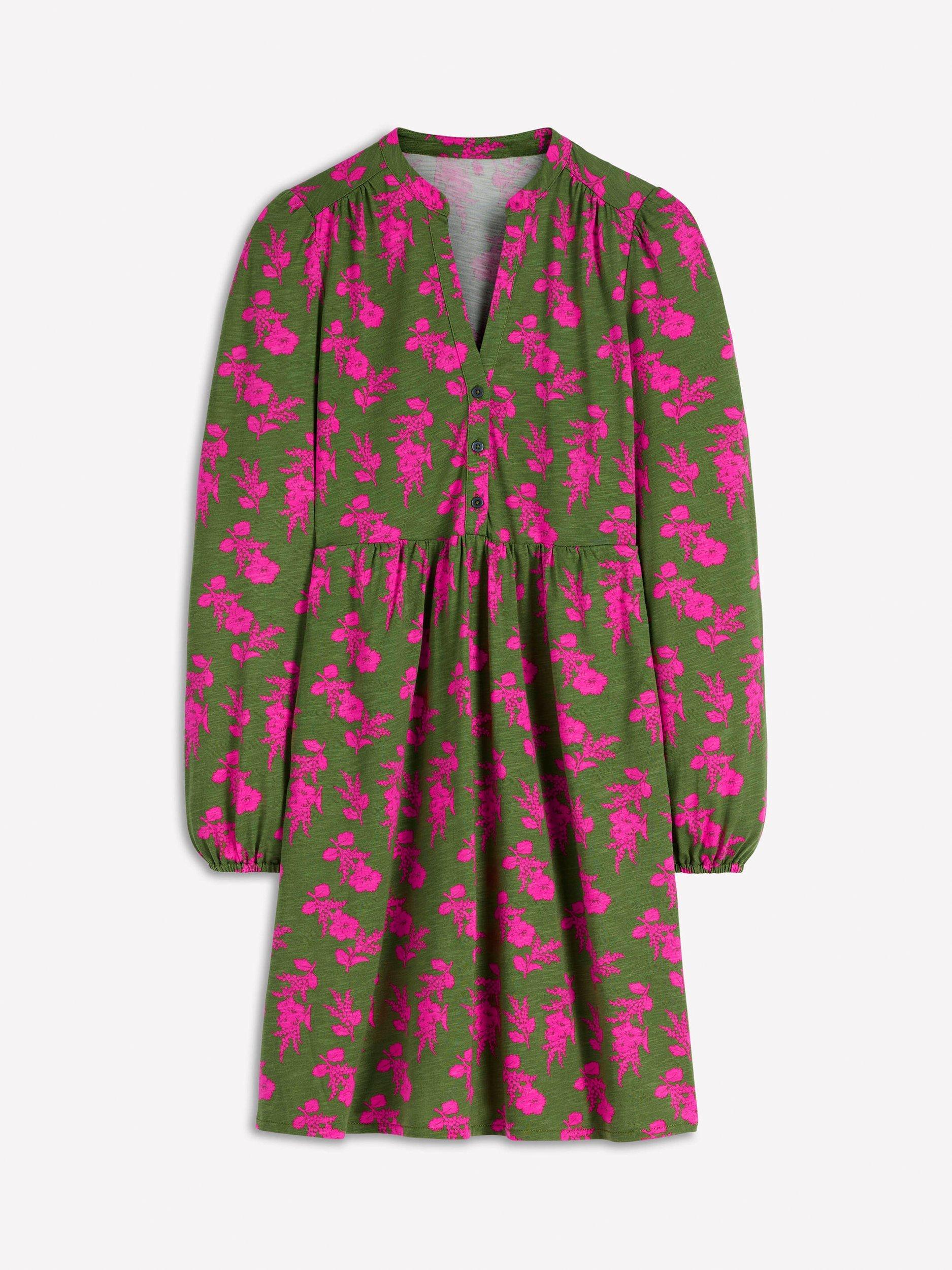 boden pink and green dress Cotton Midi Shirt Dress-Green Tambourine, Pink Stripe