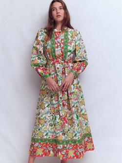Boden Ava Floral Linen Rich Dress, Multi, Multi