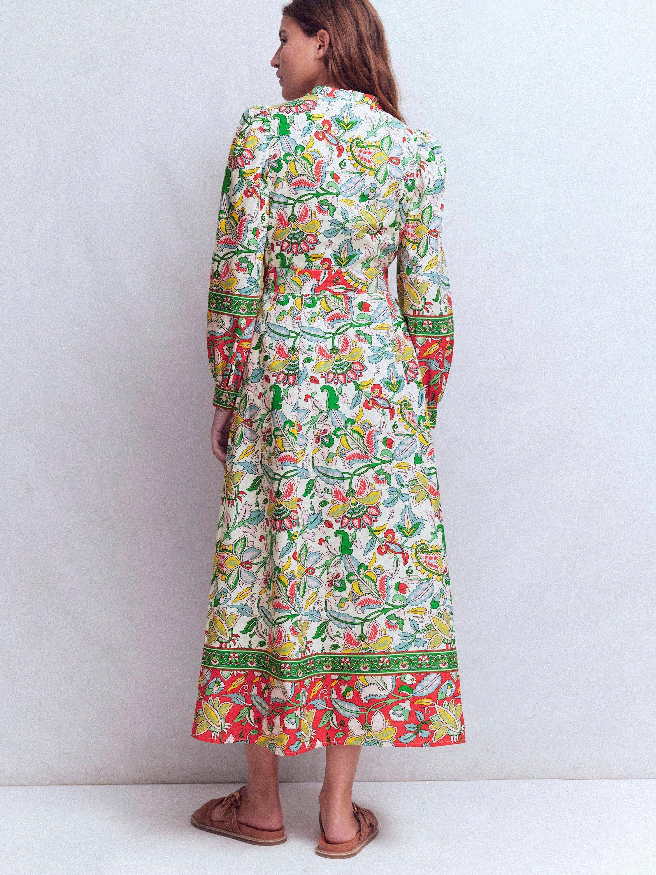 Product image 4 of 5, which shows Boden Ava Floral Linen Rich Dress, Multi, 8