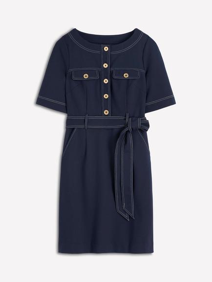 Boden Bria Ponte Shift Dress containing LENZING™ ECOVERO™ Viscose, Navy, Navy