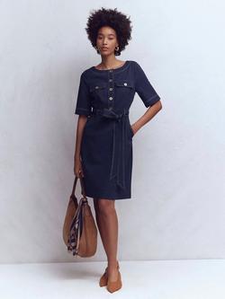 Boden Bria Ponte Shift Dress containing LENZING™ ECOVERO™ Viscose, Navy - view 2, Navy
