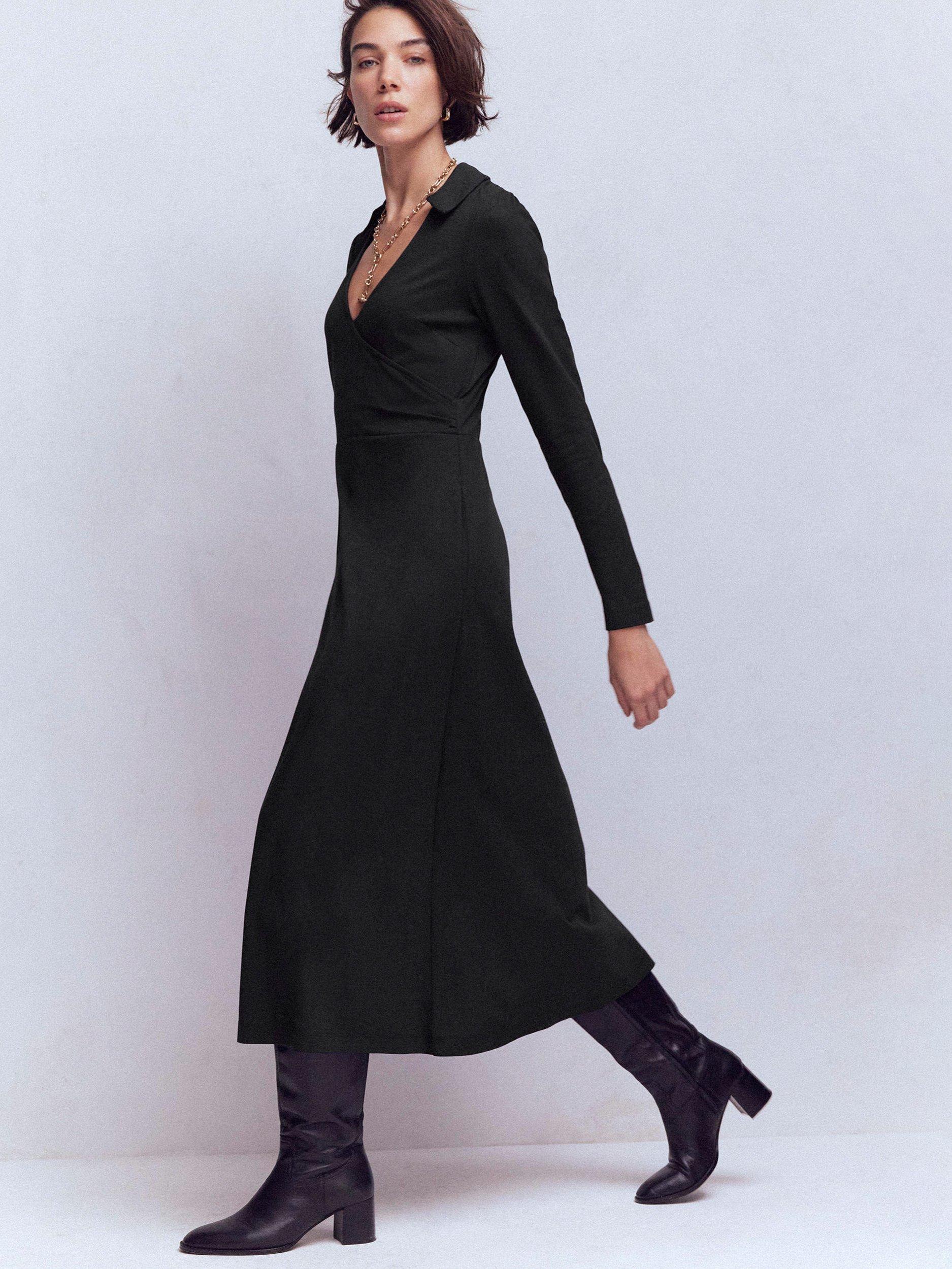 Product image 4 of 5, which shows Boden Carla Jersey Wrap Dress, Black, 8
