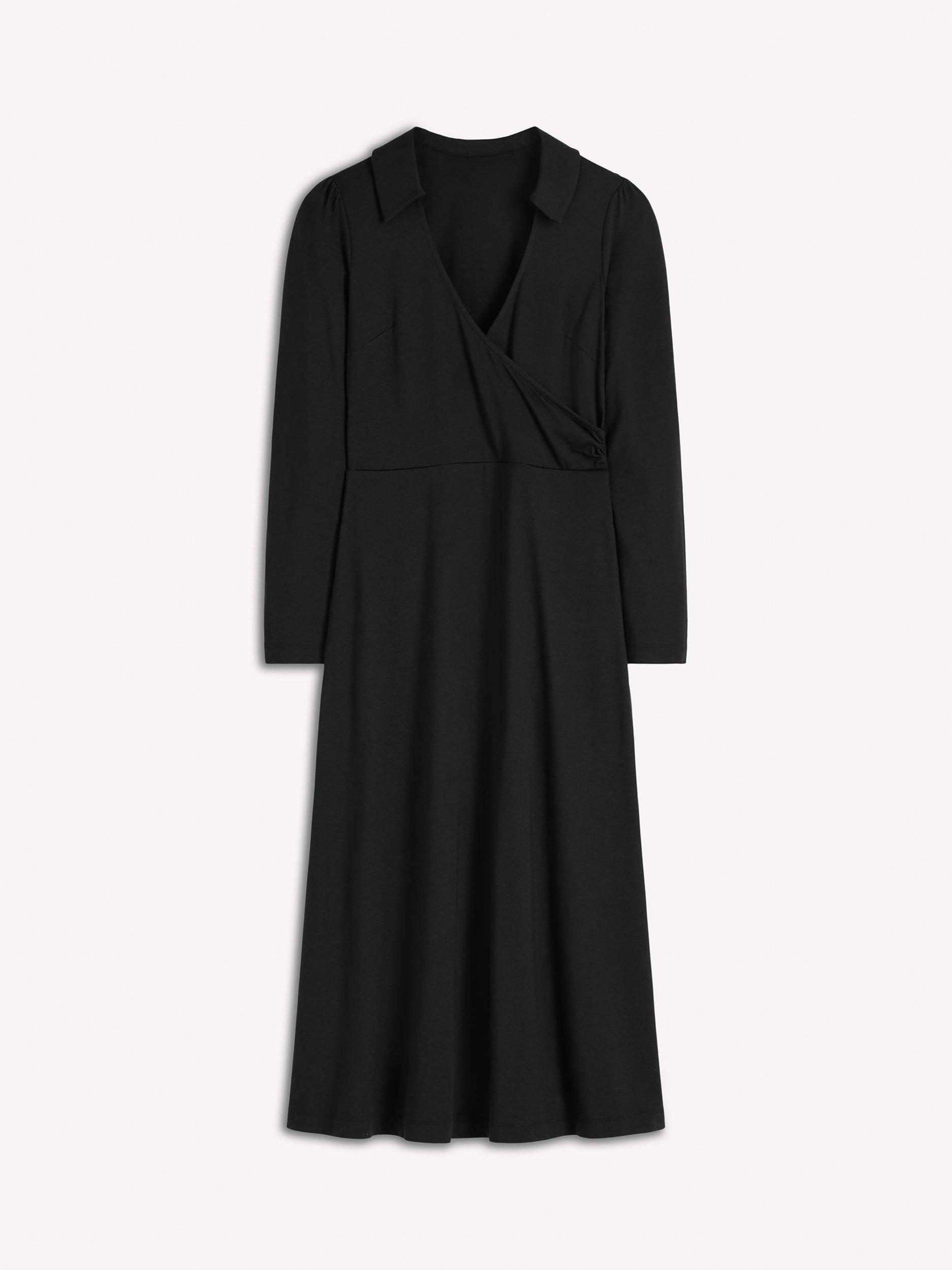 Product image 5 of 5, which shows Boden Carla Jersey Wrap Dress, Black, 8