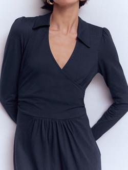 Boden Carla Jersey Wrap Dress - view 2, Navy