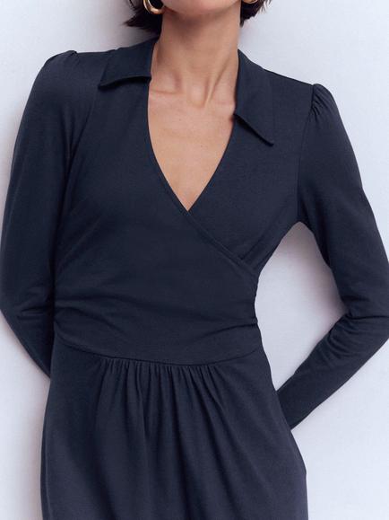 Boden Carla Jersey Wrap Dress - view 2, Navy