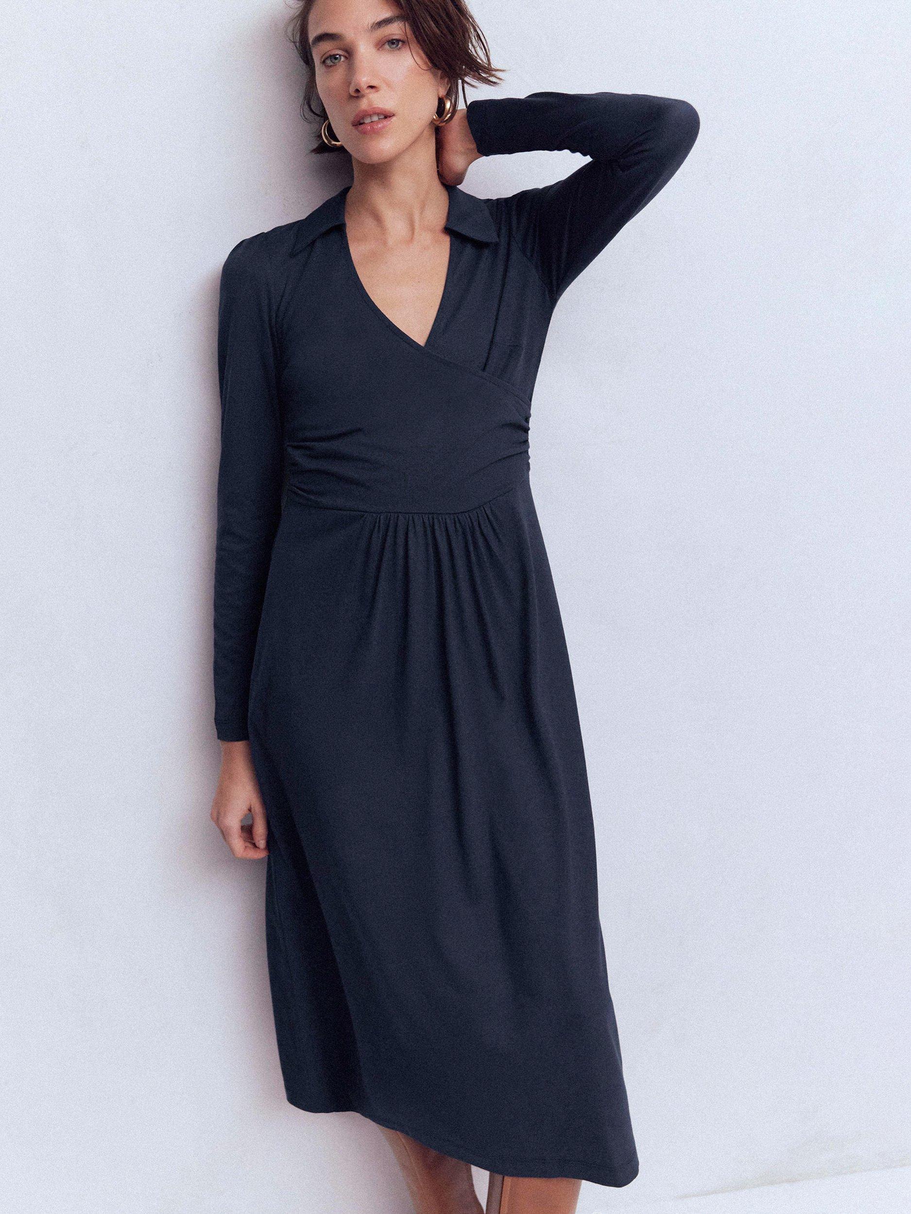 Product image 4 of 6, which shows Boden Carla Jersey Wrap Dress, Navy, 8