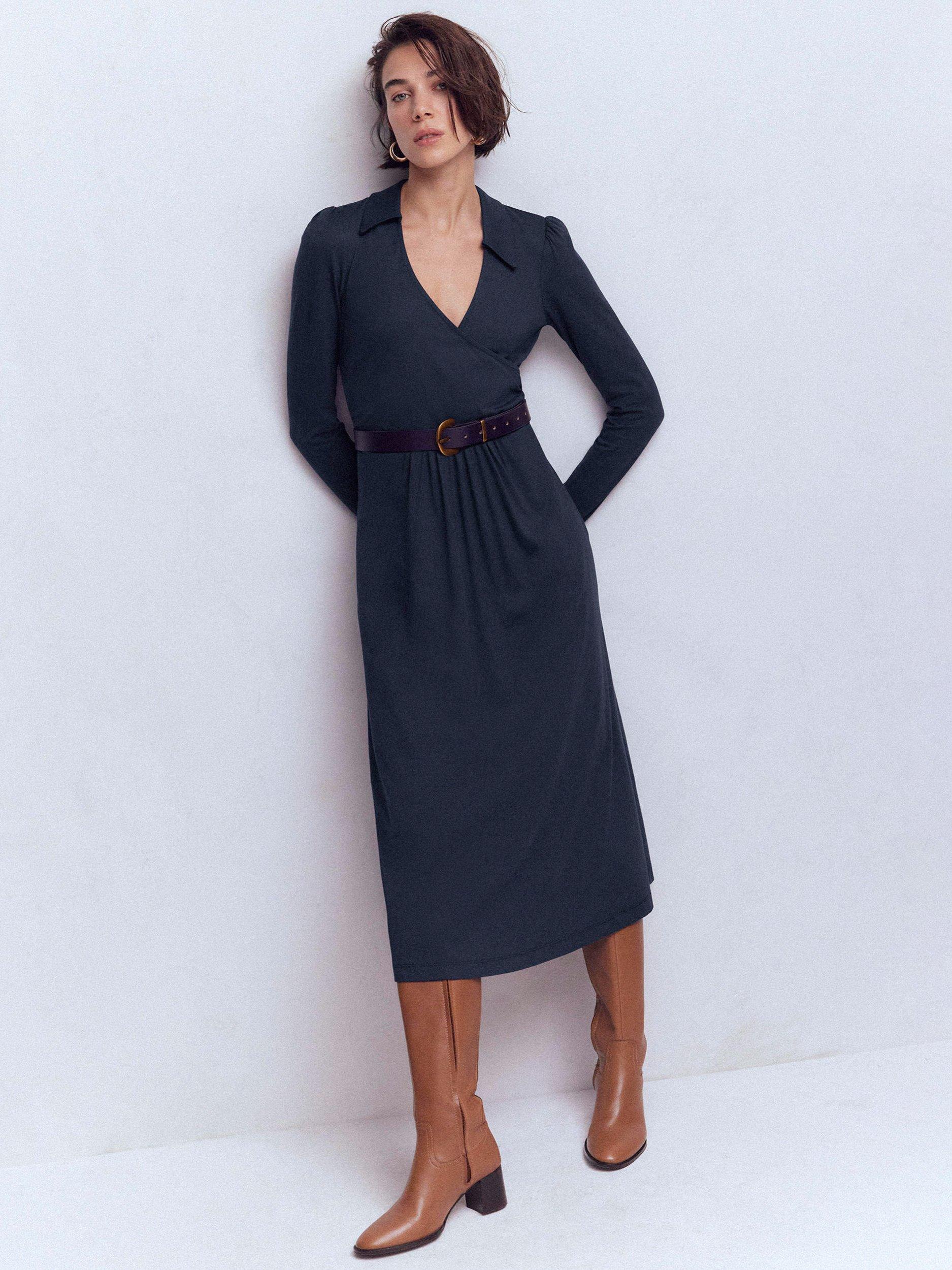 Product image 5 of 6, which shows Boden Carla Jersey Wrap Dress, Navy, 8