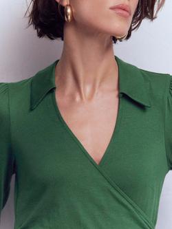 Boden Carla Jersey Wrap Dress - view 2, Hunter Green