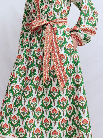 Boden Cary Floral Midi Dress, Multi - view 2, Multi
