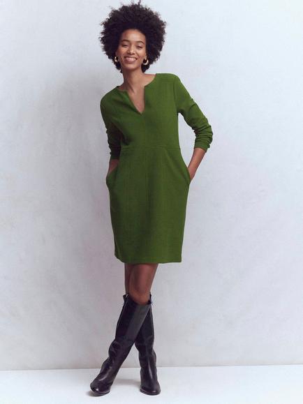 Boden Colette Ottoman Dress, Green Fir