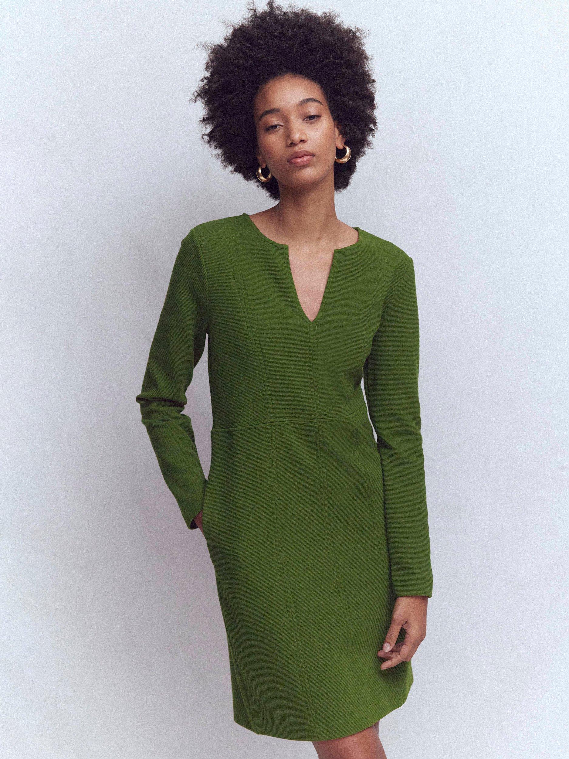 Product image 3 of 4, which shows Boden Colette Ottoman Dress, Green Fir, 8