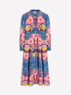 Boden Empire Hotched Heart Print Dress, Multi, Multi